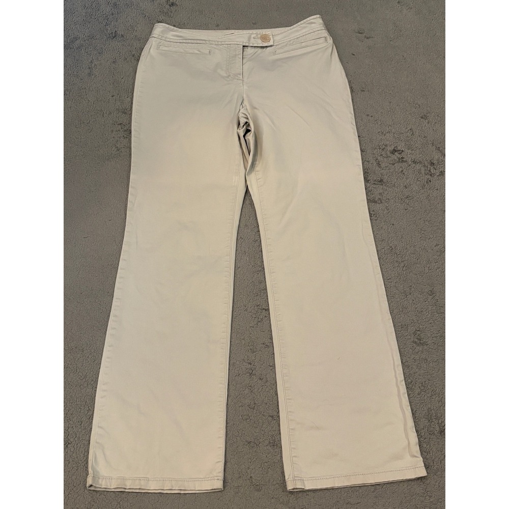 Liz Claiborne Audra Khaki Pants Womens 10 Beige Straight Leg Cotton Blend Chino